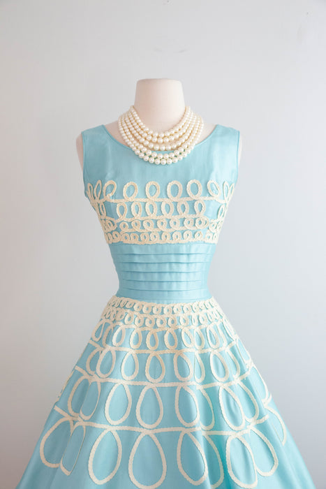 Dreamiest Late 1950's Polished Cotton Alice In Wonderland Party Dress / M