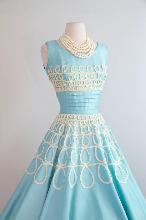 Dreamiest Late 1950's Polished Cotton Alice In Wonderland Party Dress / M