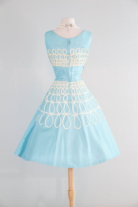 Dreamiest Late 1950's Polished Cotton Alice In Wonderland Party Dress / M