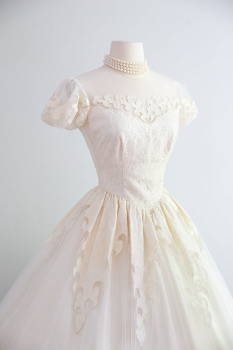 Stunning 1950's Mauer Original Ballet Length Wedding Dress / S