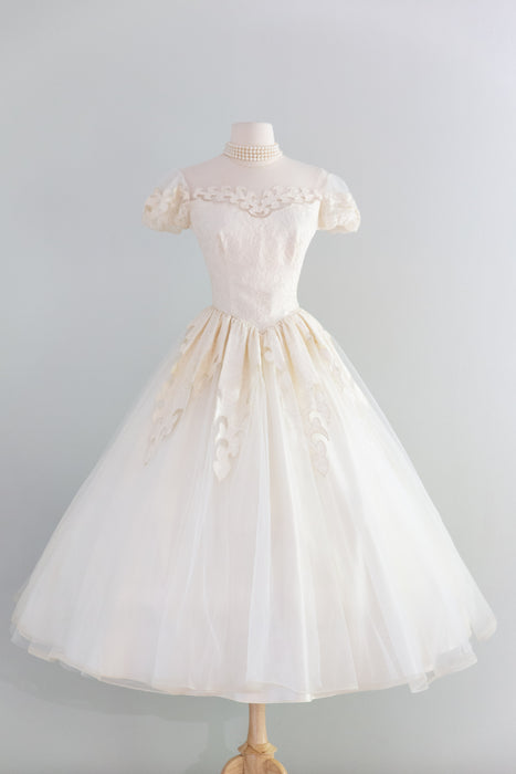 Stunning 1950's Mauer Original Ballet Length Wedding Dress / S