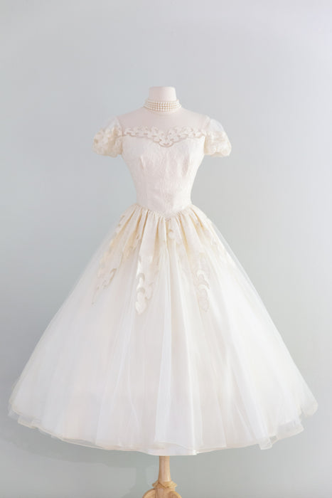 Stunning 1950's Mauer Original Ballet Length Wedding Dress / S – Xtabay Vintage