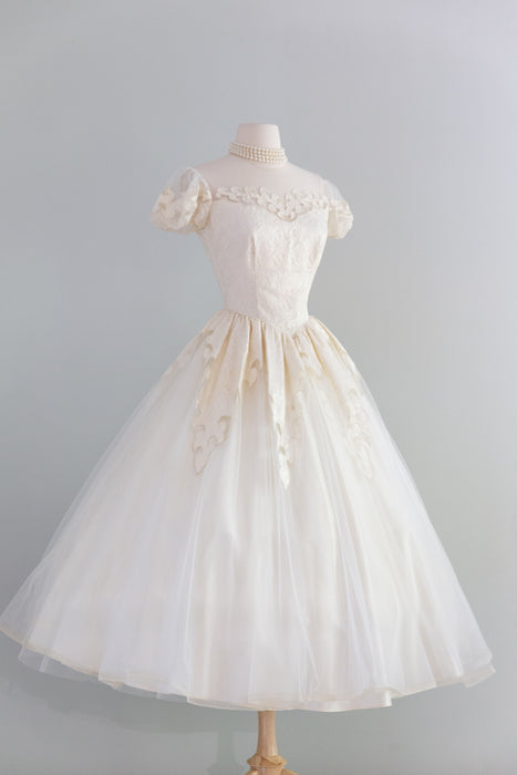 Stunning 1950's Mauer Original Ballet Length Wedding Dress / S