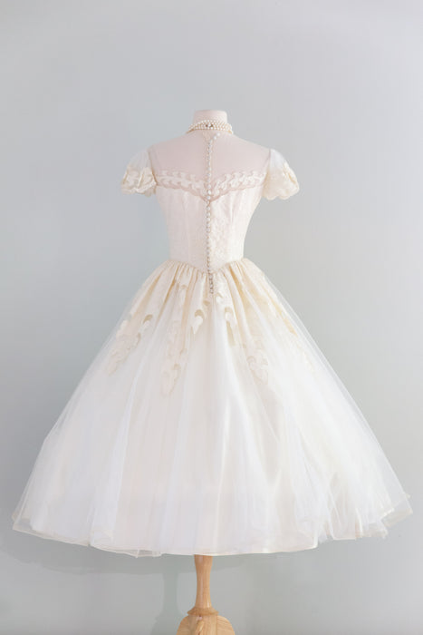 Stunning 1950's Mauer Original Ballet Length Wedding Dress / S