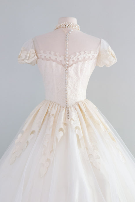 Stunning 1950's Mauer Original Ballet Length Wedding Dress / S