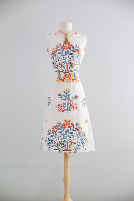 Classic 1960's Matisse Inspired Cotton Shift Dress From Carroll Reed / M