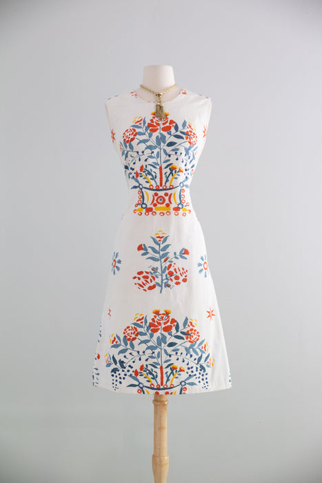 Classic 1960's Matisse Inspired Cotton Shift Dress From Carroll Reed / M