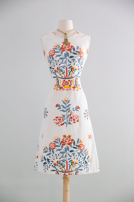 Classic 1960's Matisse Inspired Cotton Shift Dress From Carroll Reed / M