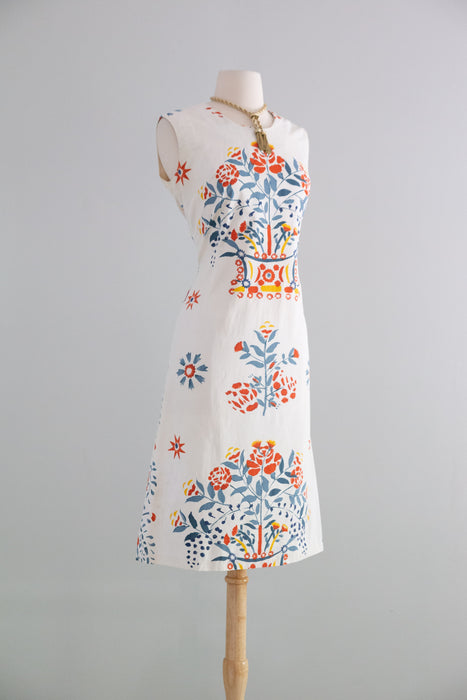 Classic 1960's Matisse Inspired Cotton Shift Dress From Carroll Reed / M
