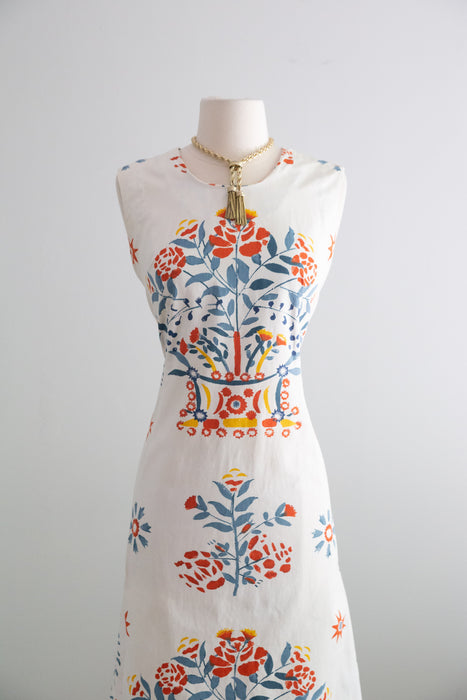 Classic 1960's Matisse Inspired Cotton Shift Dress From Carroll Reed / M