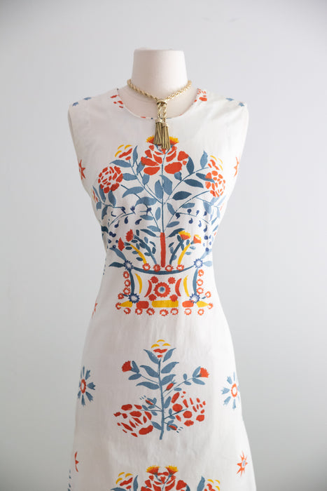 Classic 1960's Matisse Inspired Cotton Shift Dress From Carroll Reed / M