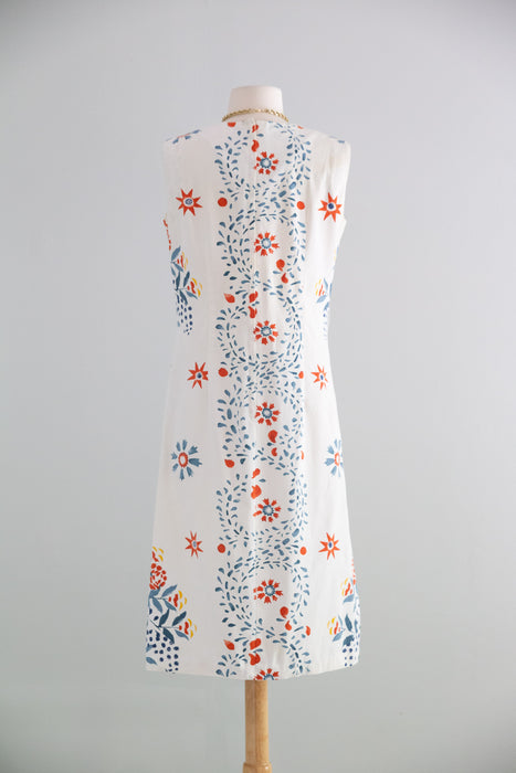 Classic 1960's Matisse Inspired Cotton Shift Dress From Carroll Reed / M