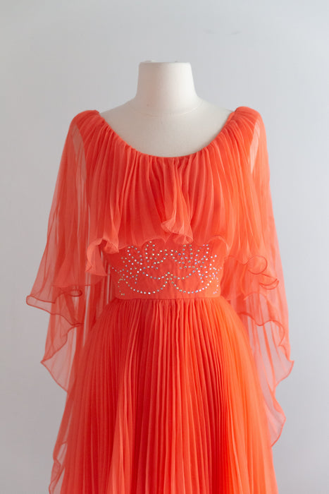 Spectacular 1970's Firebird 🐦‍🔥 Pleated Gown By Mike Benet / Small