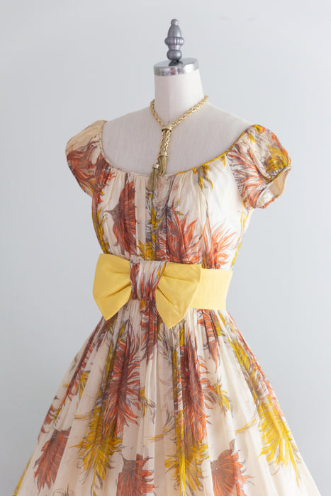 Darling 1950's Dahlia Print Cotton Party Dress From Jacqueline's / S