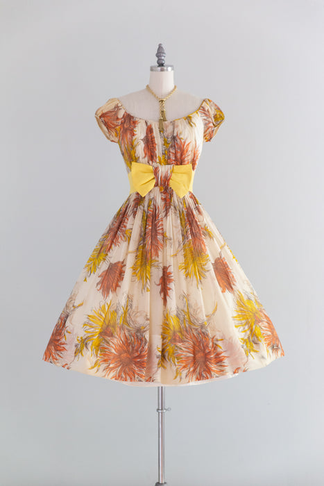 Darling 1950's Dahlia Print Cotton Party Dress From Jacqueline's / S