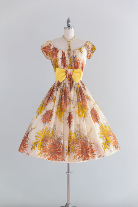 Darling 1950's Dahlia Print Cotton Party Dress From Jacqueline's / S