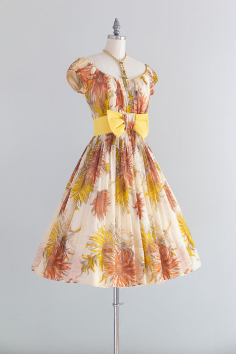 Darling 1950's Dahlia Print Cotton Party Dress From Jacqueline's / S