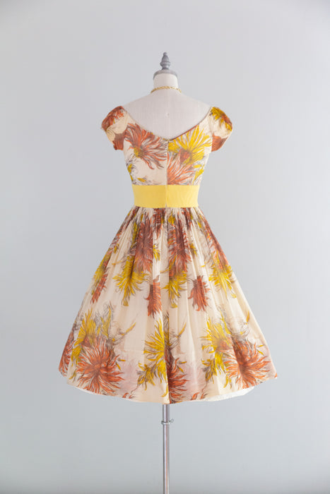 Darling 1950's Dahlia Print Cotton Party Dress From Jacqueline's / S