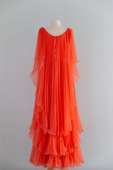 Spectacular 1970's Firebird 🐦‍🔥 Pleated Gown By Mike Benet / Small