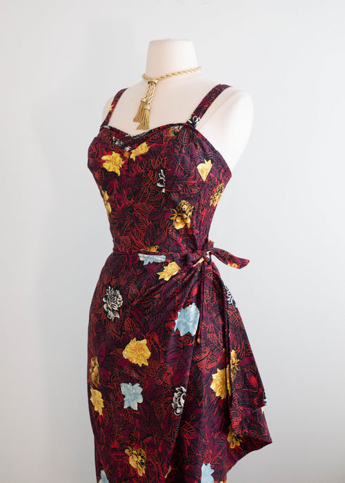 Fabulous 1950's 3 Piece Hawaiian Set Sarong Dress With Bolero & Beach Coverup By Kona Kai / ML