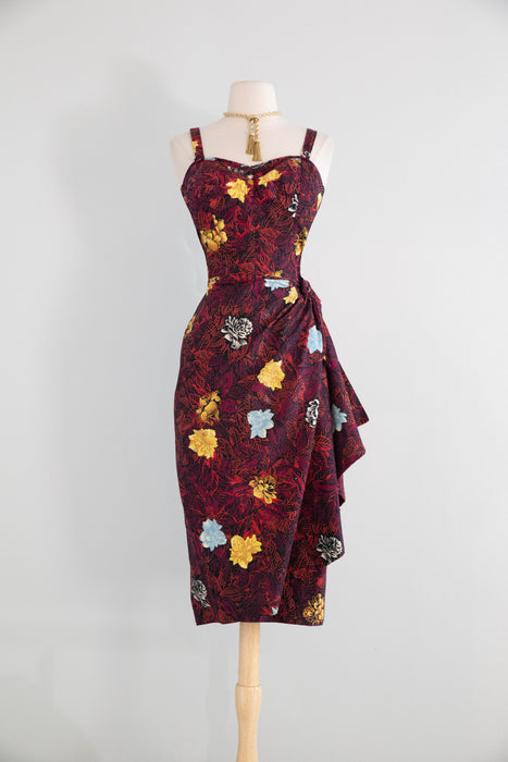 Fabulous 1950's 3 Piece Hawaiian Set Sarong Dress With Bolero & Beach Coverup By Kona Kai / ML