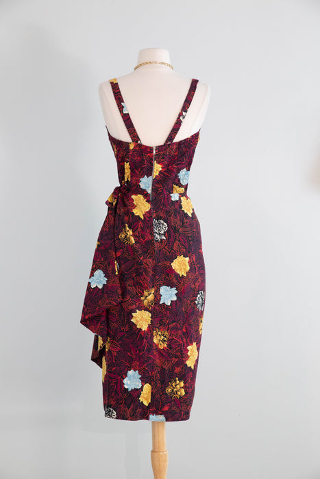 Fabulous 1950's 3 Piece Hawaiian Set Sarong Dress With Bolero & Beach Coverup By Kona Kai / ML