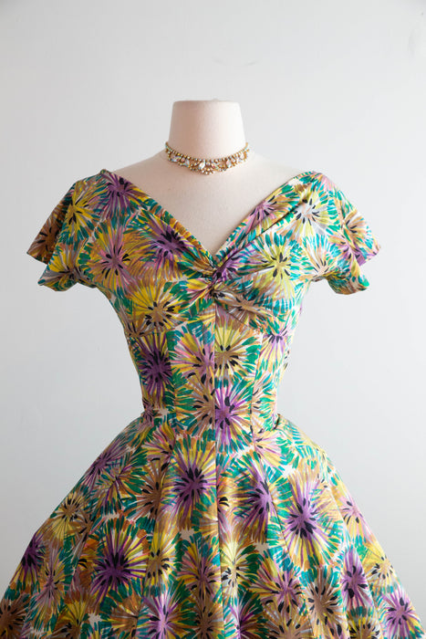 Iconic 1950's Suzy Perette New Look Era Cotton Firework Print Dress / SM
