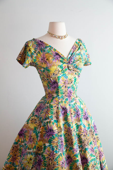 Iconic 1950's Suzy Perette New Look Era Cotton Firework Print Dress / SM