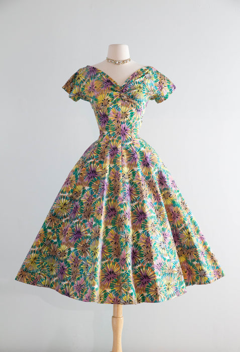 Iconic 1950's Suzy Perette New Look Era Cotton Firework Print Dress / SM