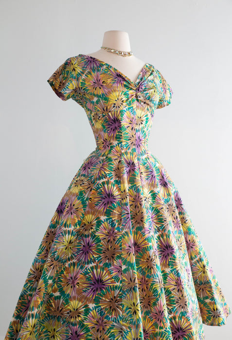 Iconic 1950's Suzy Perette New Look Era Cotton Firework Print Dress / SM