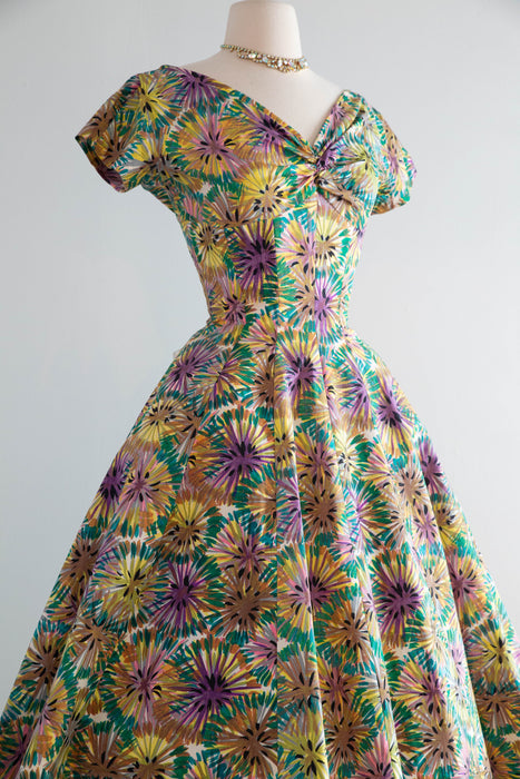 Iconic 1950's Suzy Perette New Look Era Cotton Firework Print Dress / SM