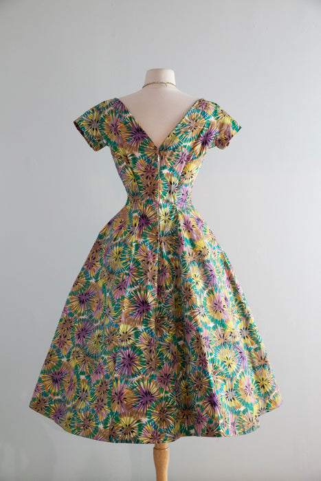 Iconic 1950's Suzy Perette New Look Era Cotton Firework Print Dress / SM