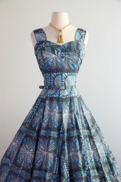 Glorious 1950's Royal Hawaiian Honolulu Polished Cotton Sun Dress With Matching Bolero / M