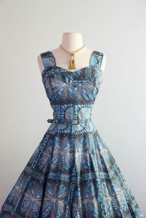 Glorious 1950's Royal Hawaiian Honolulu Polished Cotton Sun Dress With Matching Bolero / M