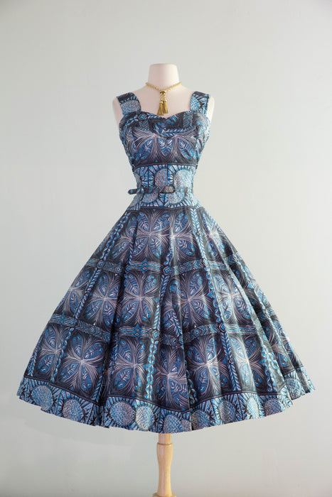 Glorious 1950's Royal Hawaiian Honolulu Polished Cotton Sun Dress With Matching Bolero / M