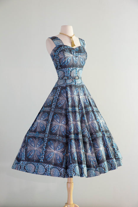 Glorious 1950's Royal Hawaiian Honolulu Polished Cotton Sun Dress With Matching Bolero / M