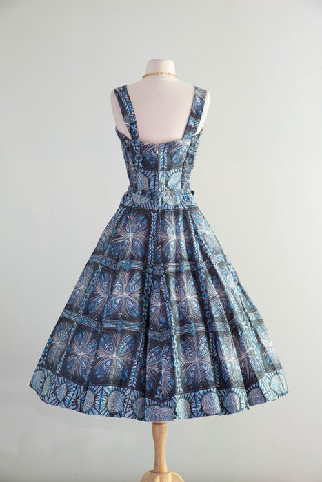 Glorious 1950's Royal Hawaiian Honolulu Polished Cotton Sun Dress With Matching Bolero / M