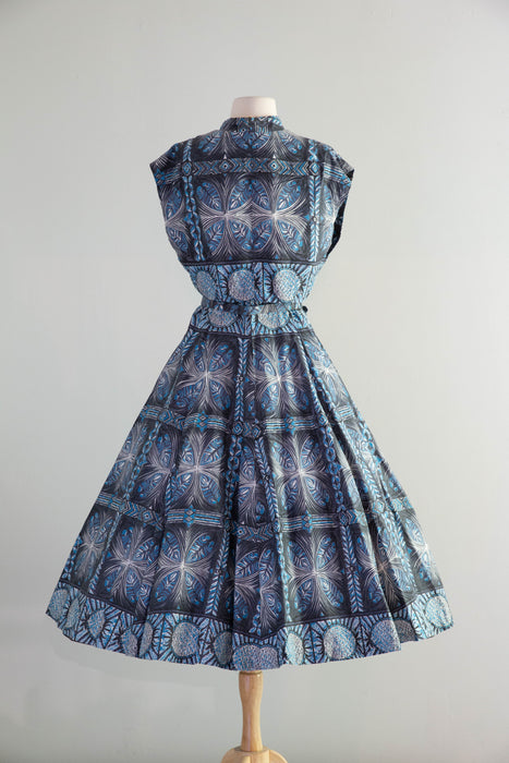 Glorious 1950's Royal Hawaiian Honolulu Polished Cotton Sun Dress With Matching Bolero / M