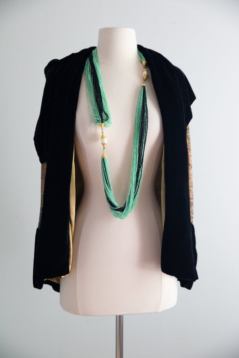 Decadent 1920's Gold Lame Evening Cape In Silk Velvet / SM