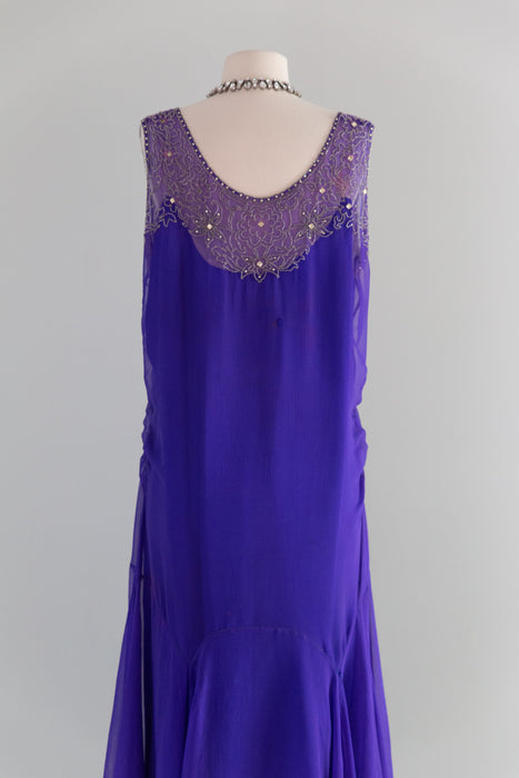 Exquisite 1920's Silk Chiffon Beaded Flapper Dress From H. Liebes & Co. / ML