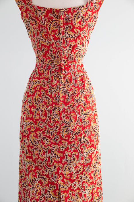 Glamorous Late 1950's Christian Dior Originals Scarlet Demi Couture Corded Lace Cocktail Dress & Matching Jacket / SM