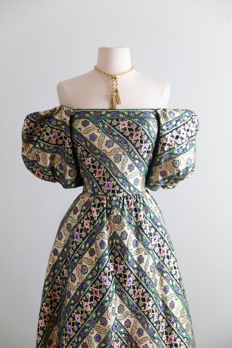 Spectacular Vintage Leonard Paris Metallic Brocade Evening Gown / S