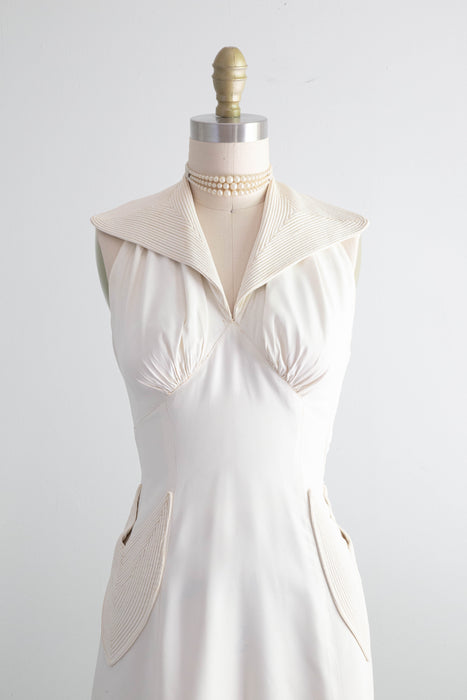 Beautiful 1930's Ivory Halter Bridal Gown With Matching Jacket / Small