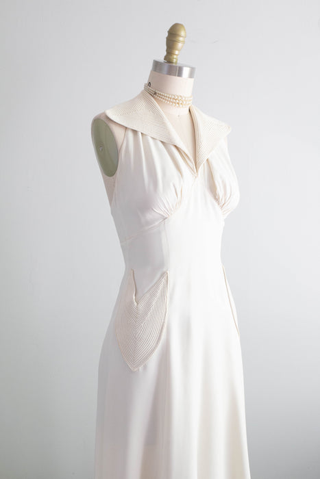 Beautiful 1930's Ivory Halter Bridal Gown With Matching Jacket / Small