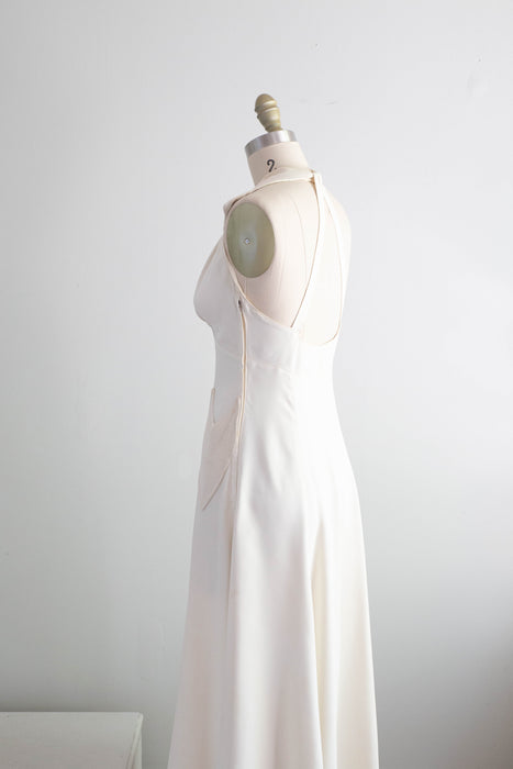 Beautiful 1930's Ivory Halter Bridal Gown With Matching Jacket / Small