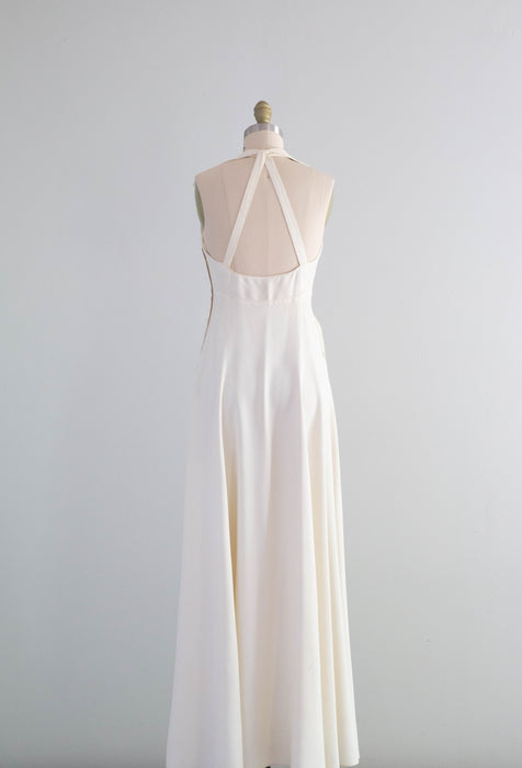 Beautiful 1930's Ivory Halter Bridal Gown With Matching Jacket / Small