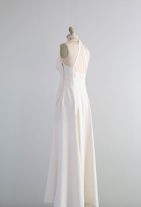 Beautiful 1930's Ivory Halter Bridal Gown With Matching Jacket / Small