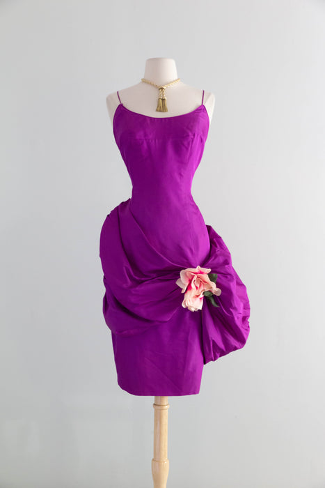 Show-stopping 1950's Shocking Violet Silk Cocktail Dress By Mr. Blackwell / SM