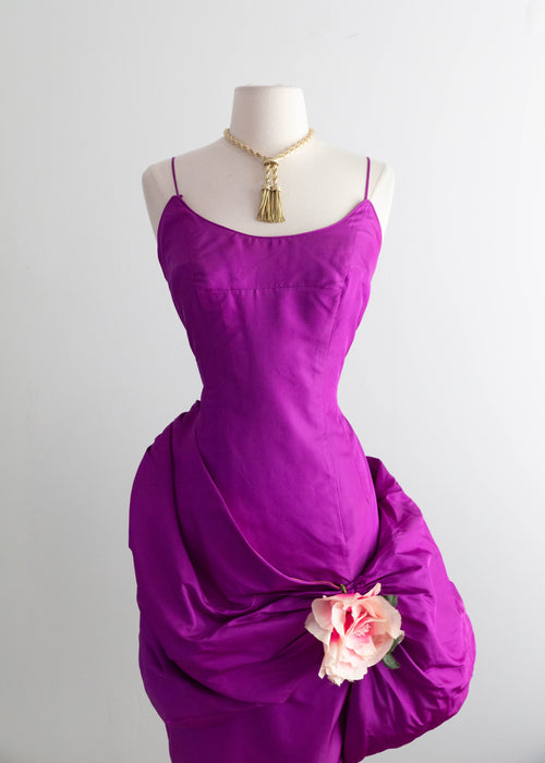 Show-stopping 1950's Shocking Violet Silk Cocktail Dress By Mr. Blackwell / SM
