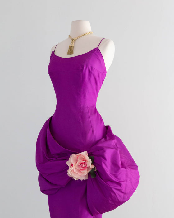 Show-stopping 1950's Shocking Violet Silk Cocktail Dress By Mr. Blackwell / SM